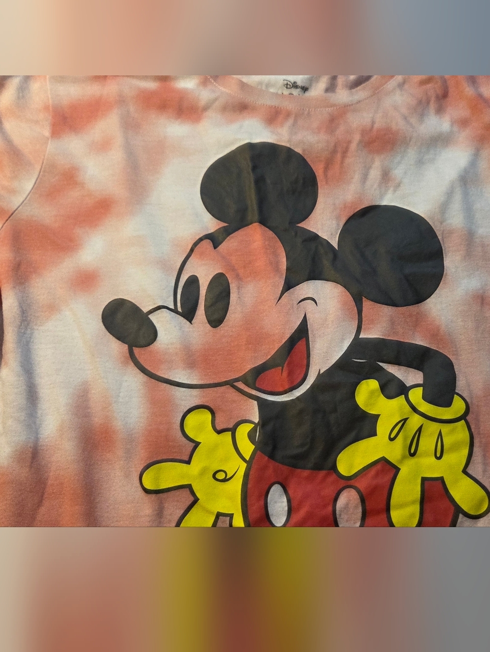 Disney Womens Pink Tie-Dye Mickey Mouse Short Sleeve Tee Preowned Size XXL - Picture 3 of 8